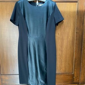 Black dress with faux leather Size 14 Looks great with tights or leggings.
